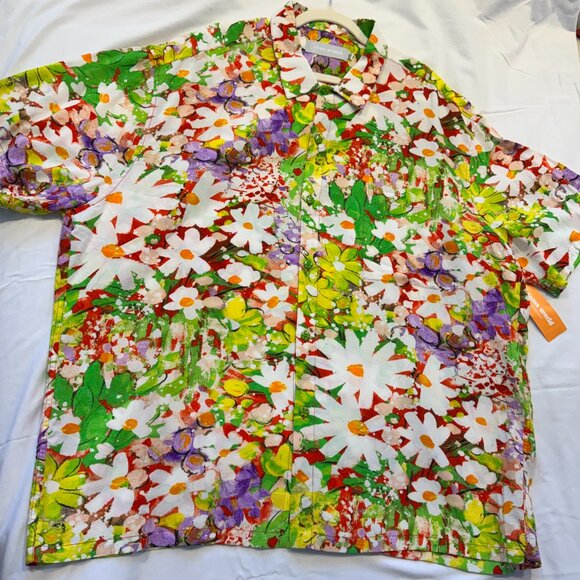 JAMS WORLD Hawaiian Aloha Short Sleeve Shirt NWT Daisy Patch Red XXL - Picture 1 of 7